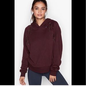 Victoria Sport Purple Hoodie with Lace and Gromet Detail size Large